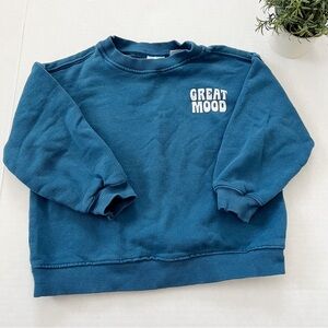 Zara Kids Great Mood Graphic Crew Neck Sweatshirt in Blue